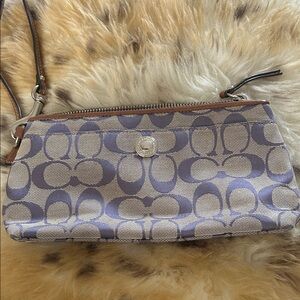 Coach Canvas Wristlet - Lavender and Beige